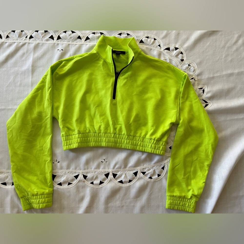 Neon green cropped zip up